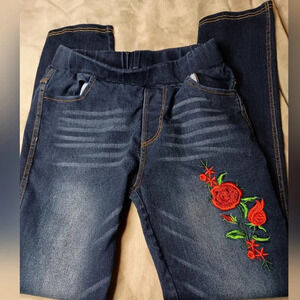 Blue jean rose pattern leggings or jeggings - (#981)